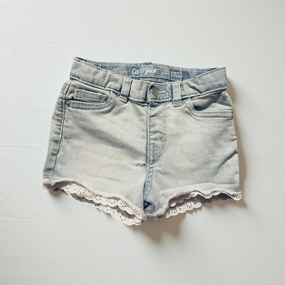 Striped Embroidered Shirt Denim & Gingham Shorts spring bundle Set Toddler Girl - Picture 6 of 13